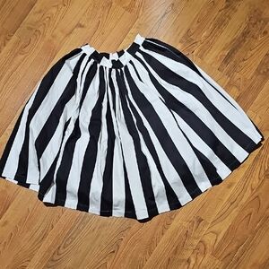Vixen by Micheline Pitt Black and White Vertical Stripe Circle Skirt